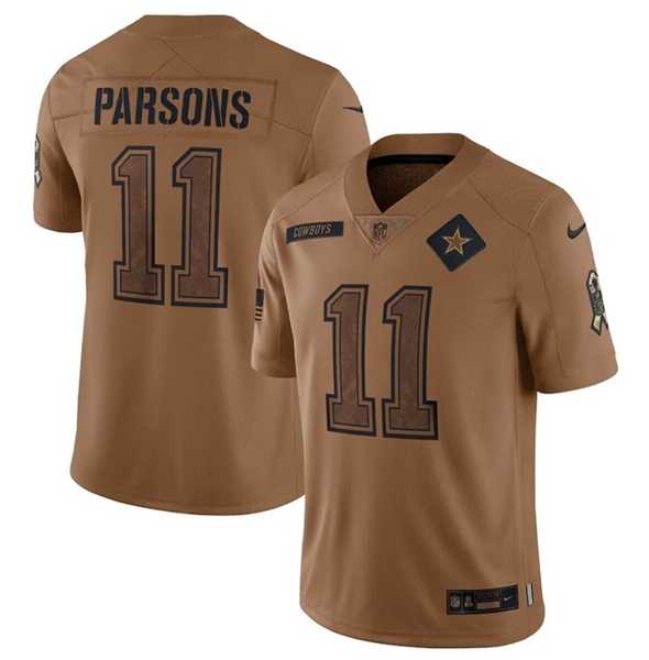 Men%27s Dallas Cowboys #11 Micah Parsons 2023 Brown Salute To Service Limited Football Stitched Jersey Dyin->dallas cowboys->NFL Jersey